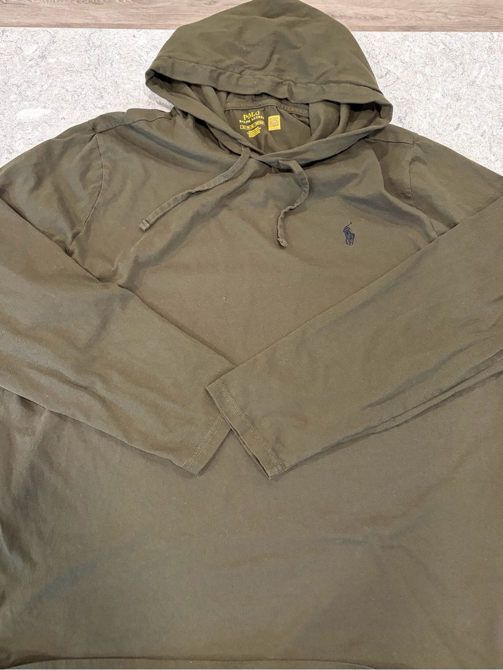 Polo by Ralph Lauren Olive-Toned Pullover Hoodie Black Pony-XL